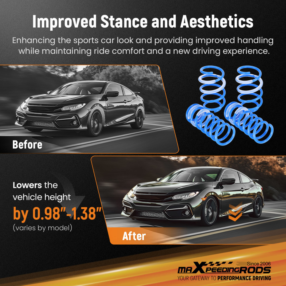MaXpeedingrods Lowering Springs 0.98F/1.38R For Focus ST 2013-2018