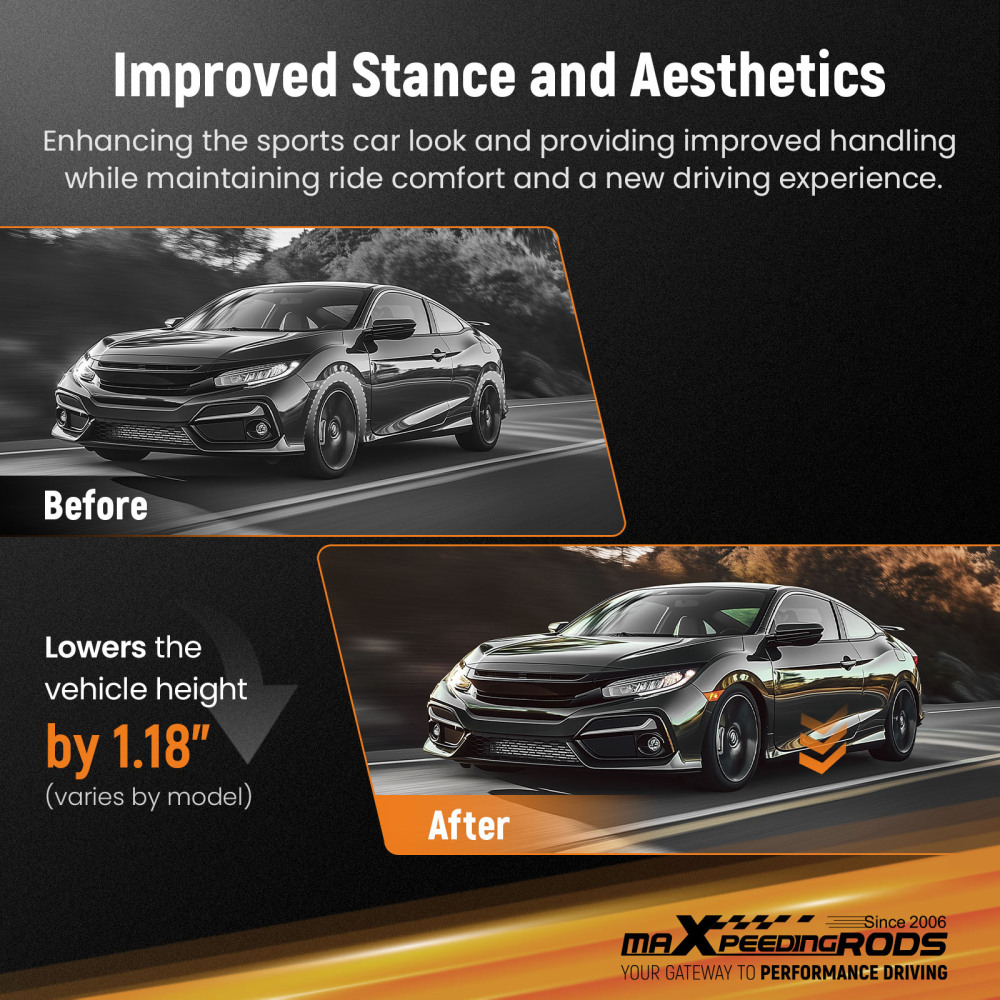 MaXpeedingrods Lowering Springs Set New 4pcs For 08-16 compatible for Mitsubishi Lancer