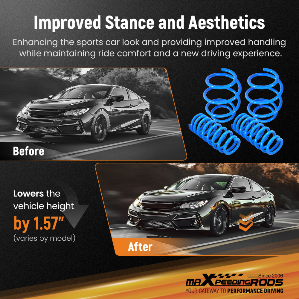 MaXpeedingrods Lowering Springs For 15-19 Sonata 16 -20 Optima F: 1.6 R: 1.5