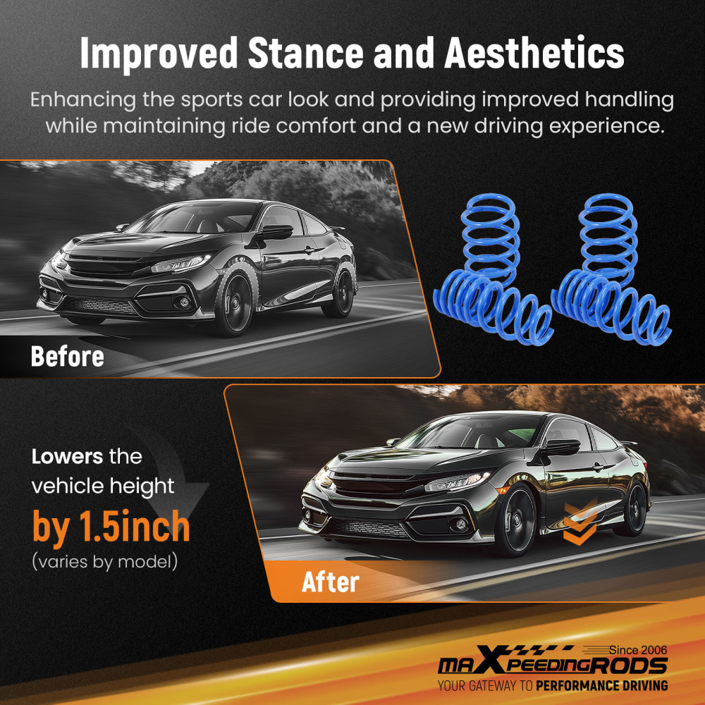 MaXpeedingrods Lowering Springs New compatible for Ford Taurus 2010-19