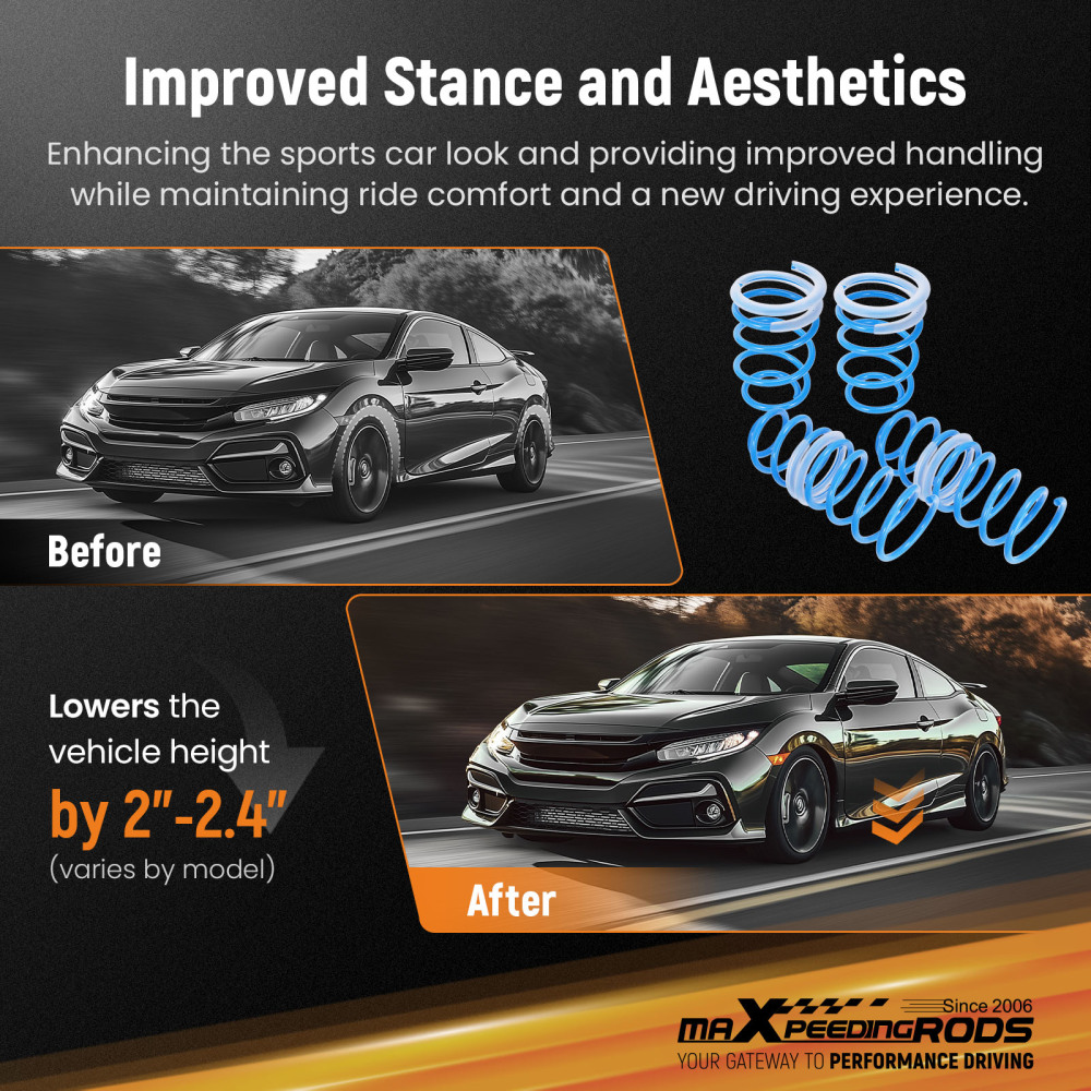 MaXpeedingrods Lowering Springs Kit compatible for Scion tC 2005-2010 F: 2.4 R: 2.0