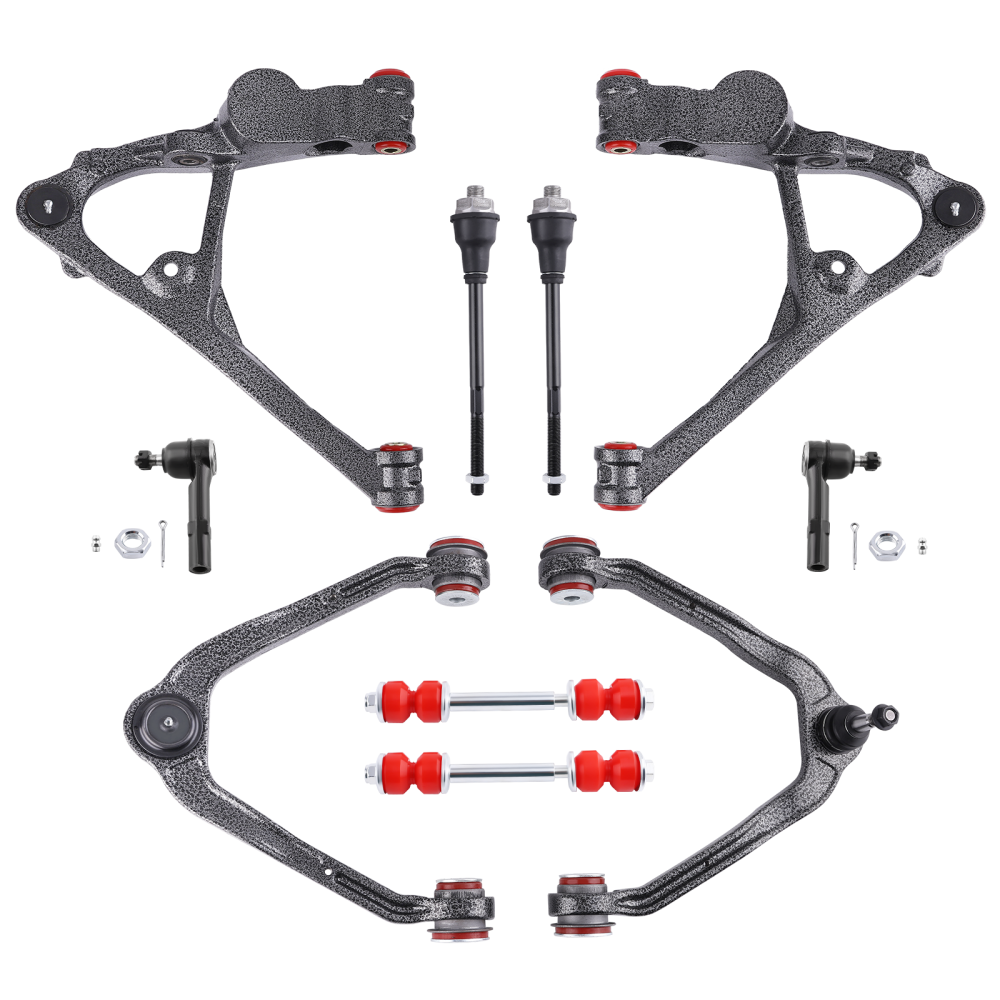 10pc Front Upper Lower Control Arms Tie Rods compatible for Chevy Silverado GMC Sierra 1500