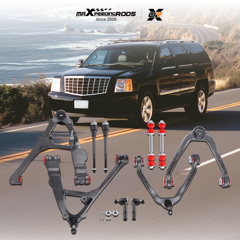 10pc Front Upper Lower Control Arms Tie Rods compatible for Chevy Silverado GMC Sierra 1500