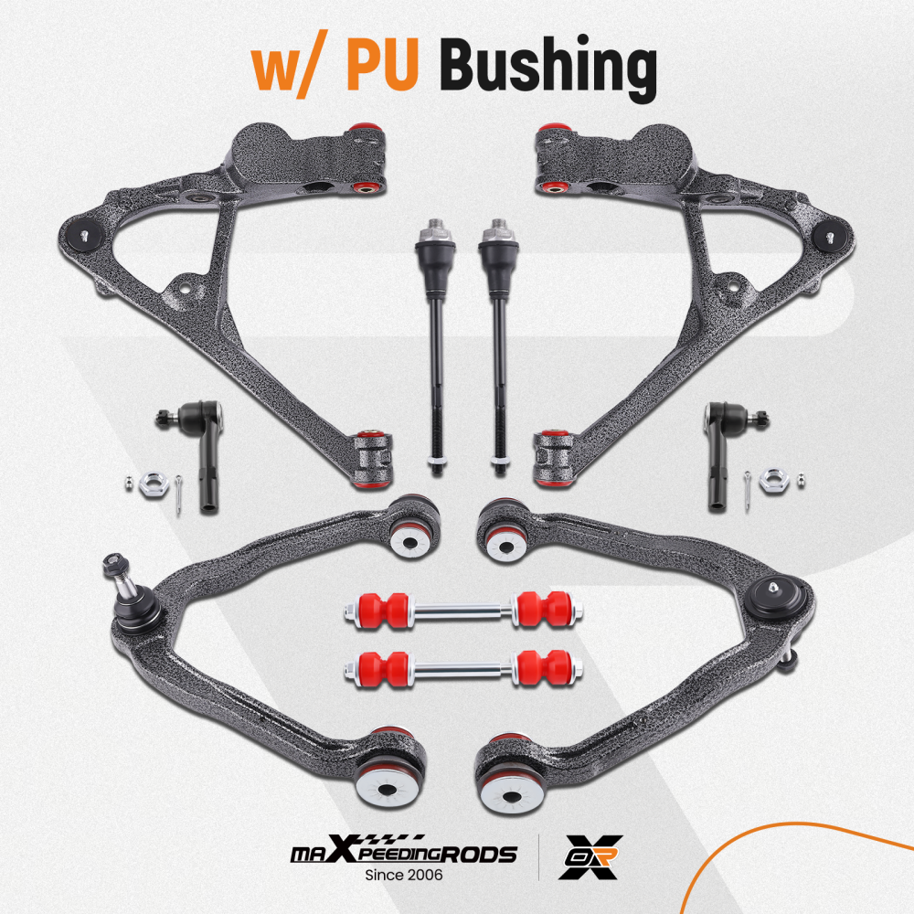 10pc Front Upper Lower Control Arms Tie Rods compatible for Chevy Silverado GMC Sierra 1500