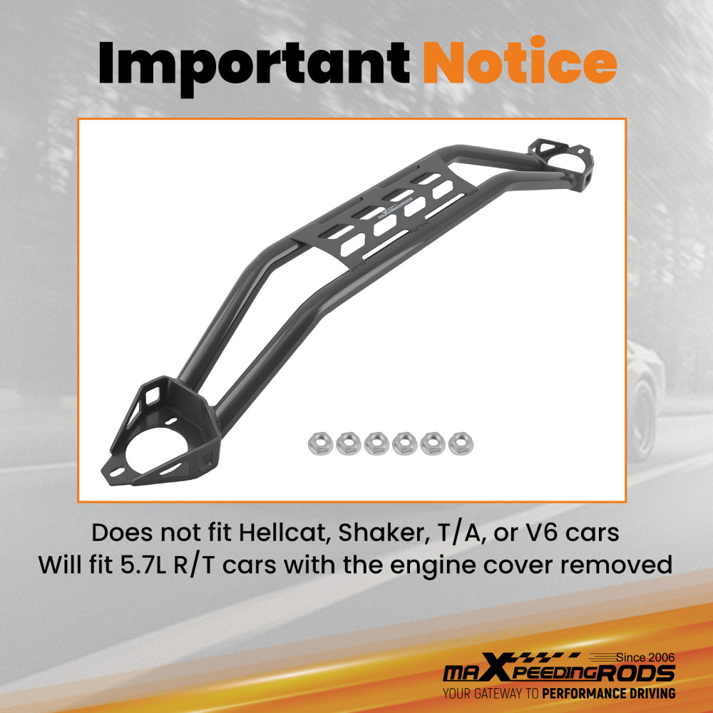 maXpeedingrods Front Strut Tower Bar Dual bar compatible for Dodge Challenger 2008-2023