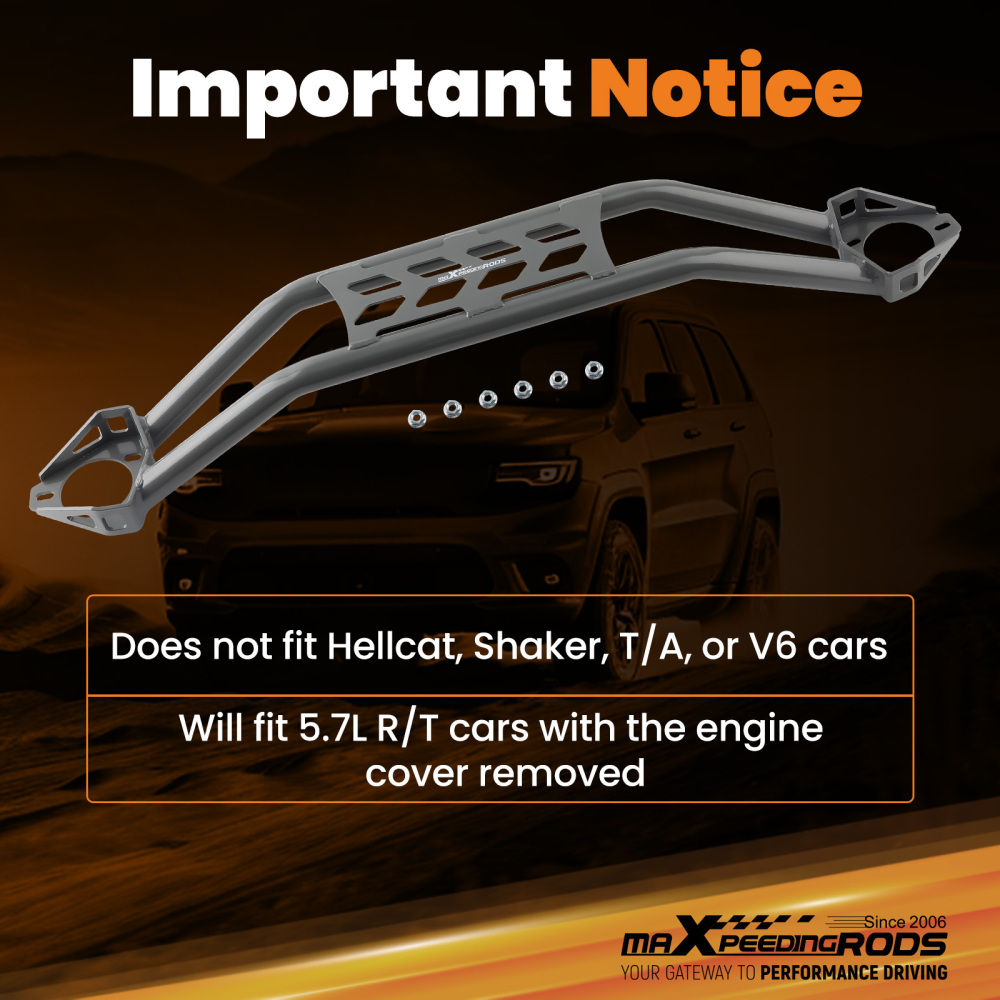Front Strut Tower Dual Bar Brace compatible for Dodge Challenger 2008-2020 2021 2022 2023