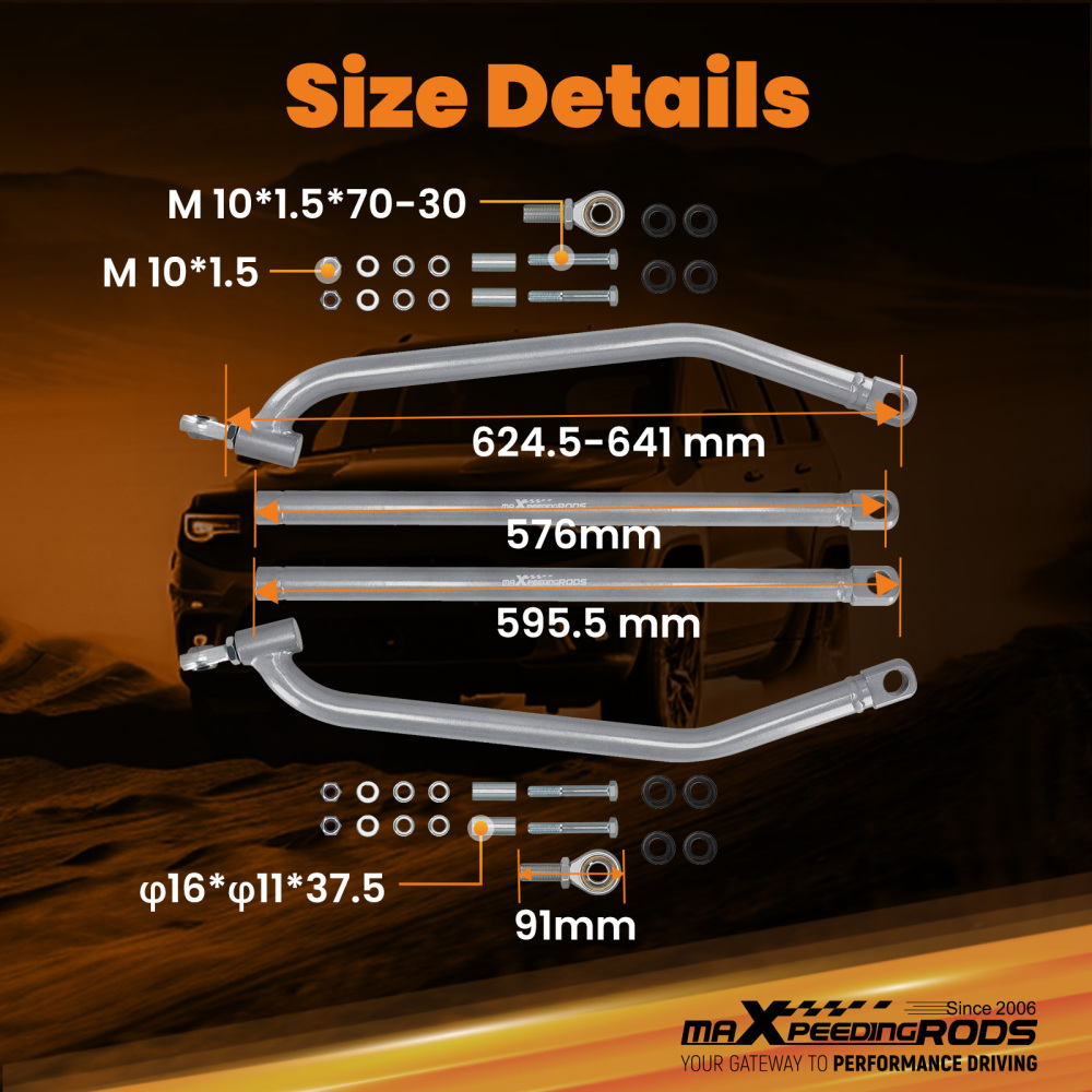 KIT DE BARRES DE RAYON SUPÉRIEURES ET INFÉRIEURES compatible pour POLARIS RZR 1000 XP 14-17