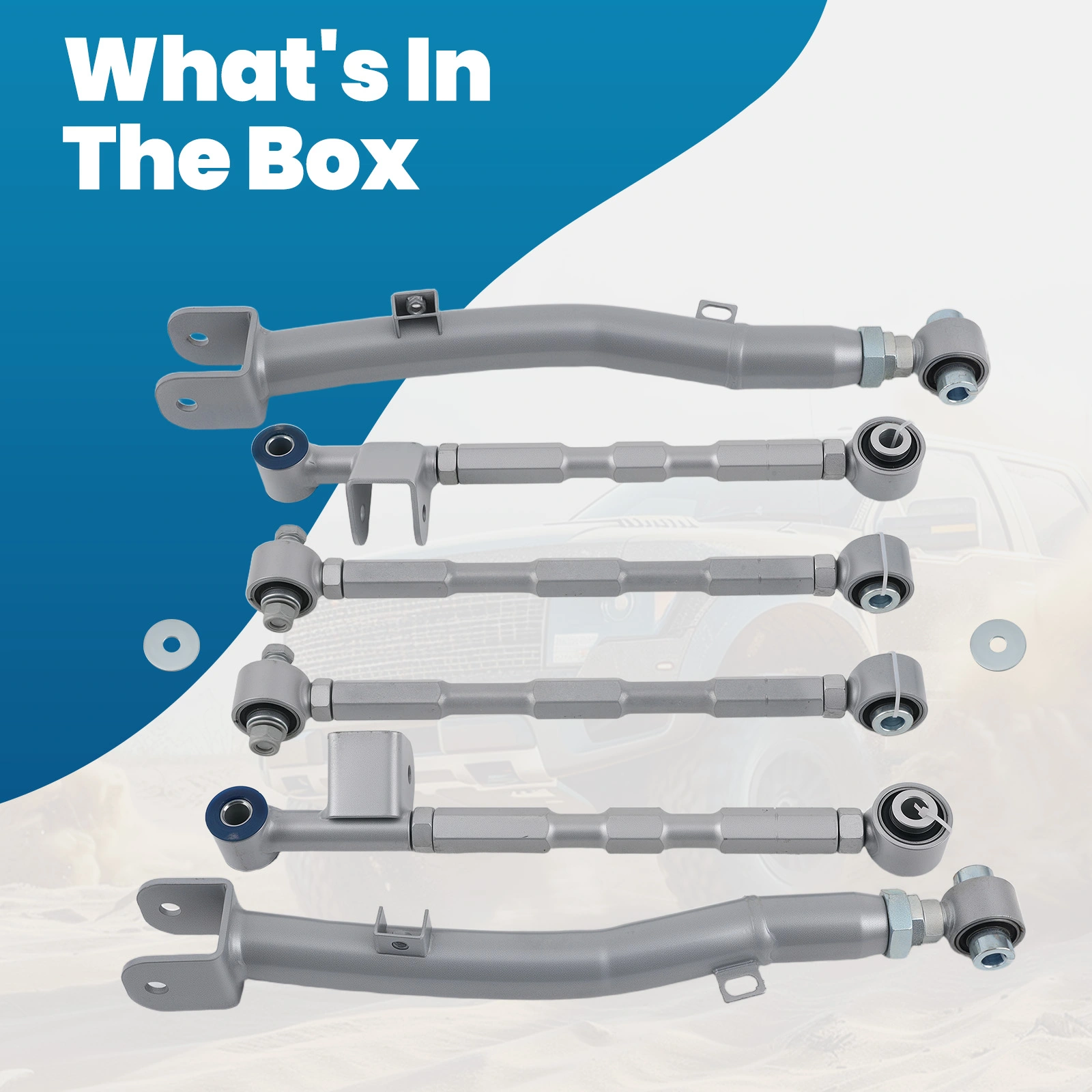 Rear Lateral Link + Trailing Arm compatible for Subaru Impreza 2002 - 2007  6 Pieces, image size:1600x1600