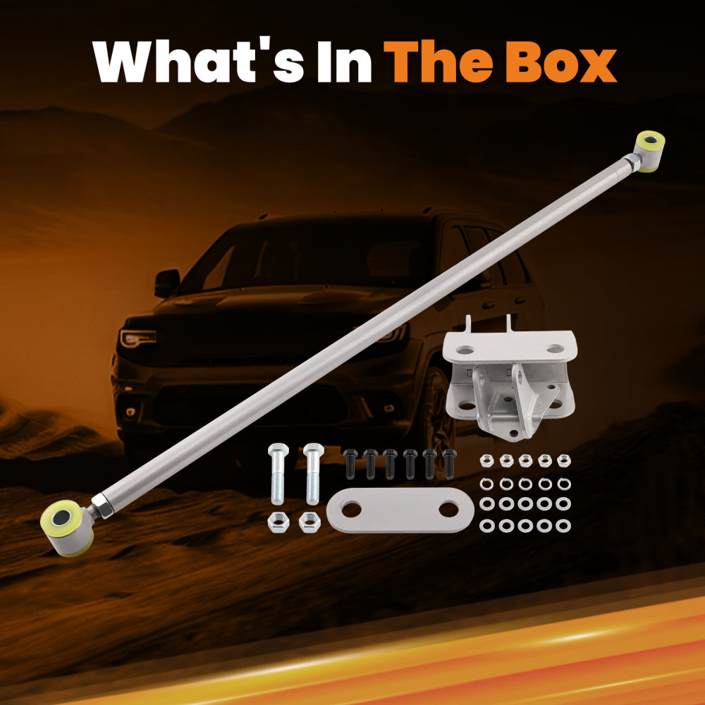 Compatible for Chevy C10 compatible for GMC Truck Silver Double Adjustable compatible for Panhard Trac Bar W/ Brackets