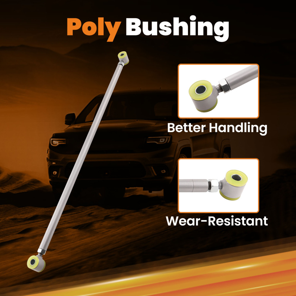 Compatible for Chevy C10 compatible for GMC Truck Silver Double Adjustable compatible for Panhard Trac Bar W/ Brackets