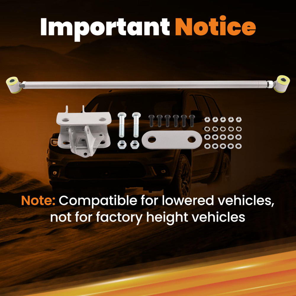 Compatible for Chevy C10 compatible for GMC Truck Silver Double Adjustable compatible for Panhard Trac Bar W/ Brackets