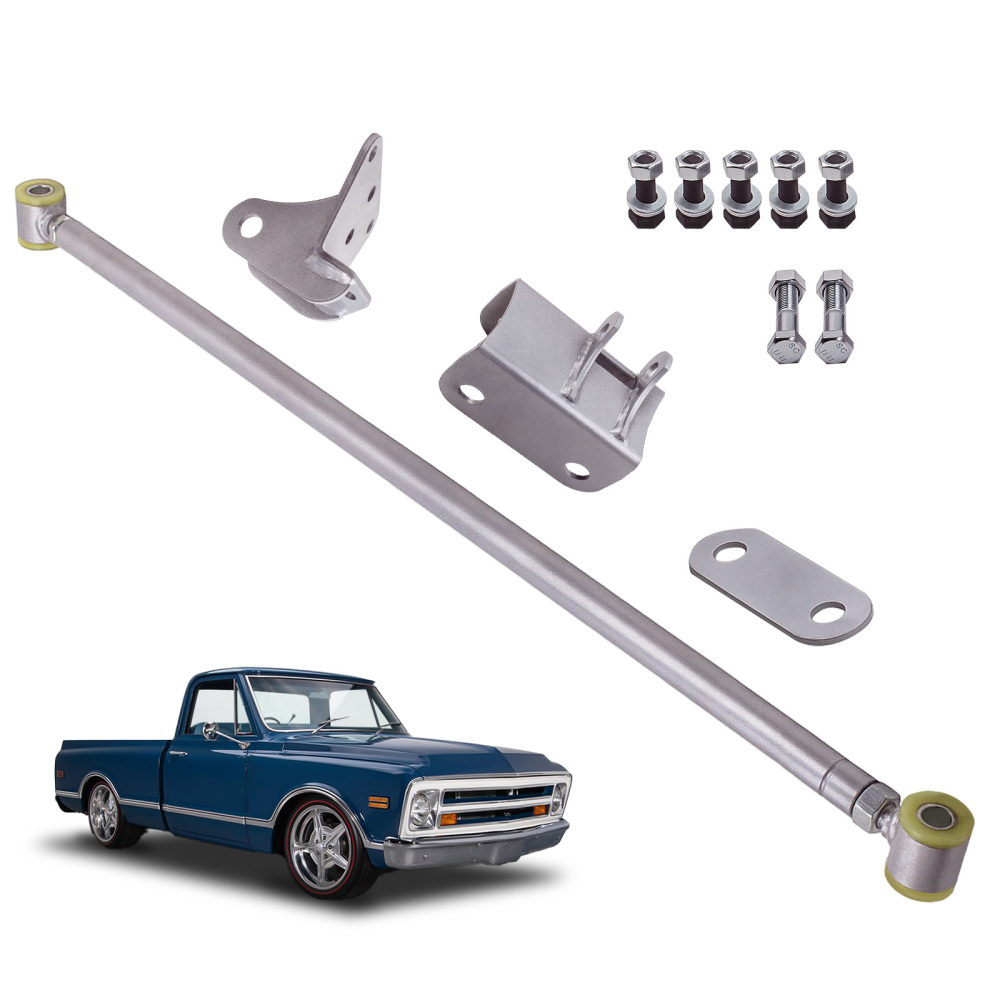 Compatible for Chevy C10 compatible for GMC Truck Silver Double Adjustable compatible for Panhard Trac Bar W/ Brackets