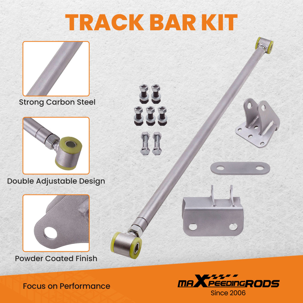 Compatible for Chevy C10 compatible for GMC Truck Silver Double Adjustable compatible for Panhard Trac Bar W/ Brackets