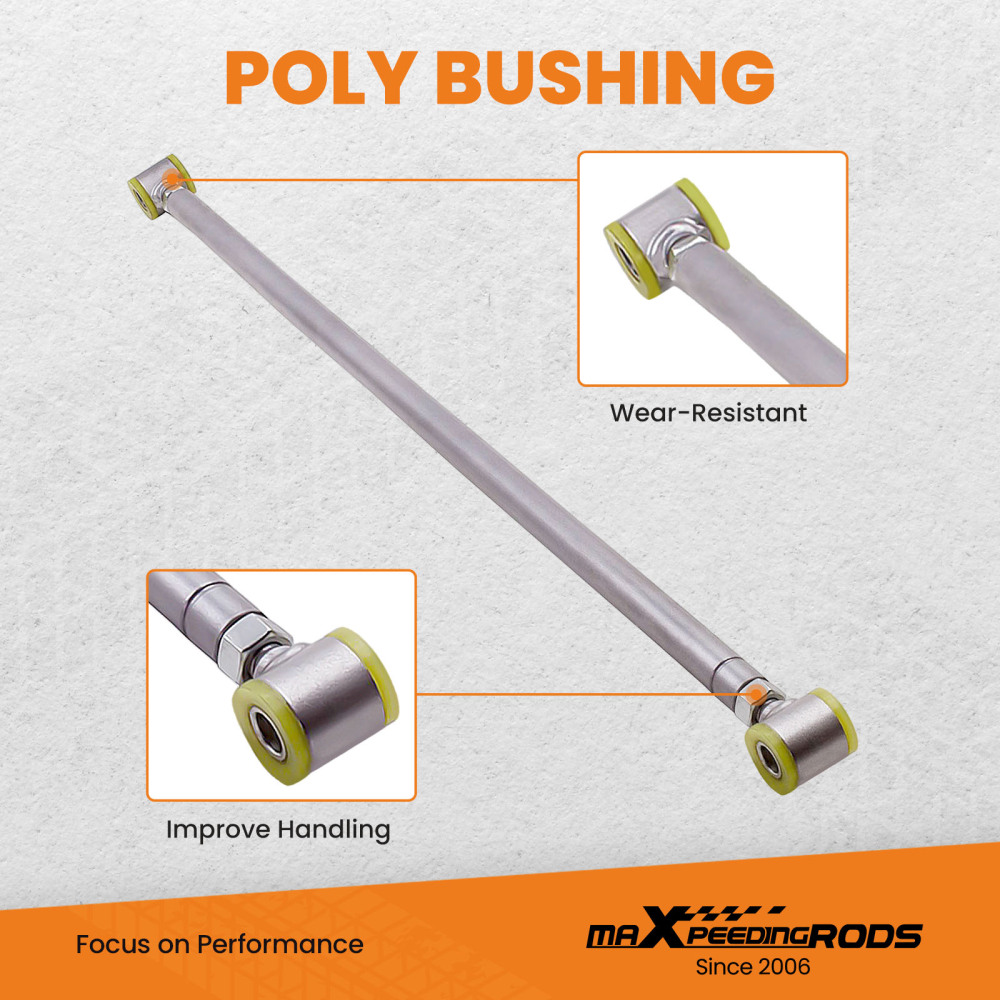 Compatible for Chevy C10 compatible for GMC Truck Silver Double Adjustable compatible for Panhard Trac Bar W/ Brackets