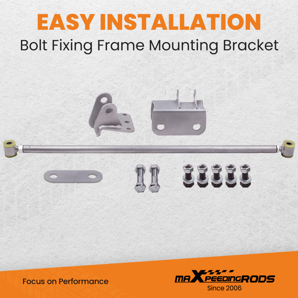 Compatible for Chevy C10 compatible for GMC Truck Silver Double Adjustable compatible for Panhard Trac Bar W/ Brackets