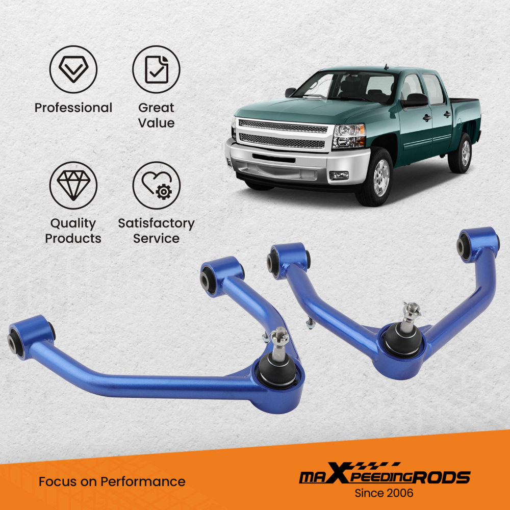 Front Upper Control Arms 2-4 Lift A-Arms compatible for Chevy Chevrolet Tahoe 2007-2015