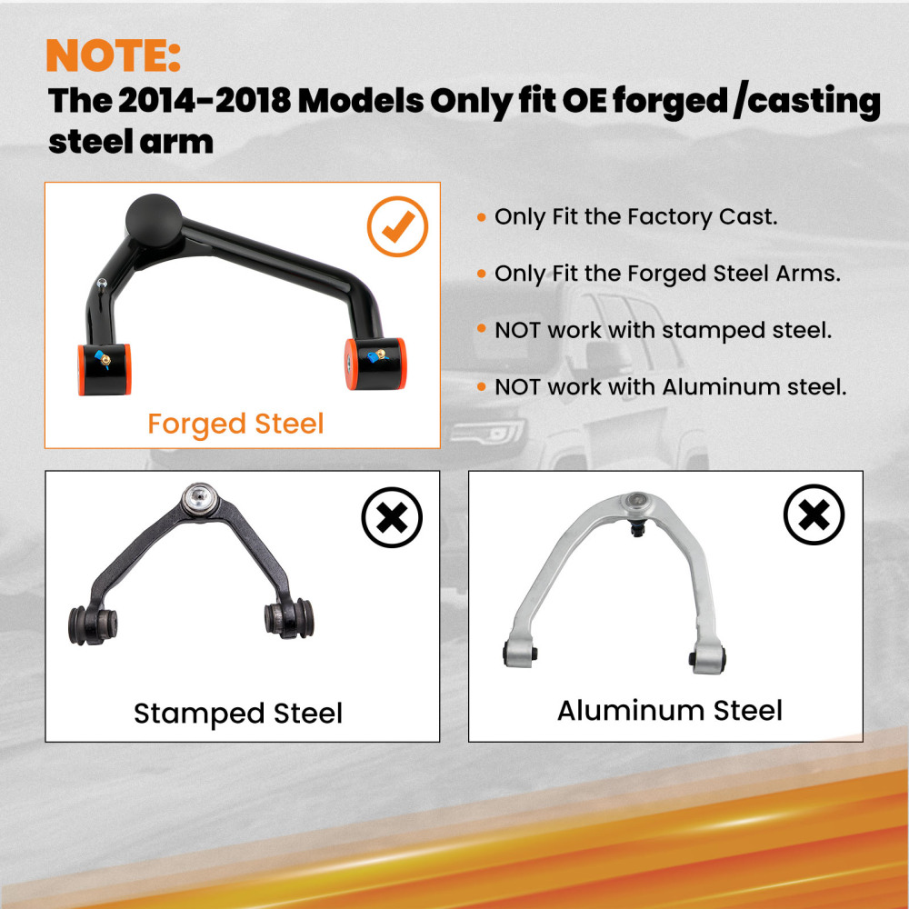 2-4 Lift Heavy Duty A-Arms compatible for Chevrolet Tahoe 07-15 Front Upper Control Arms