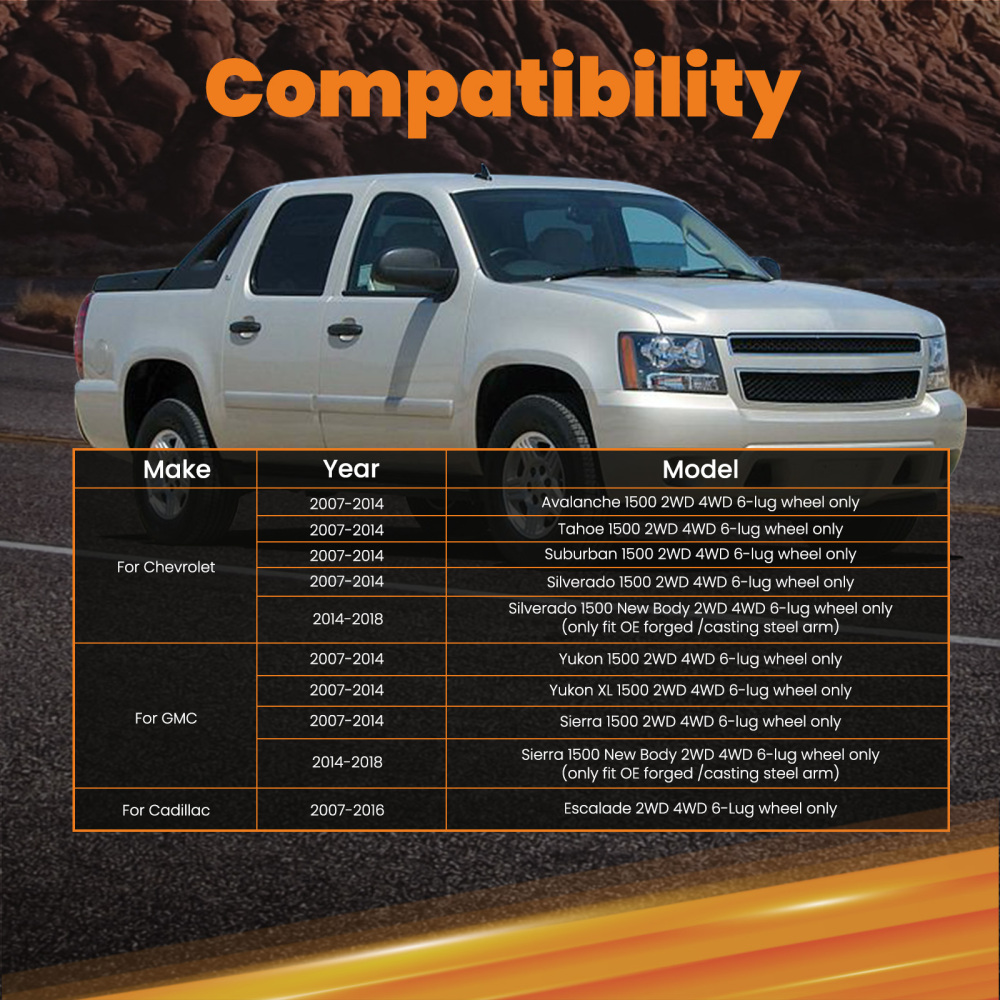 2-4 Lift Heavy Duty A-Arms compatible for Chevrolet Tahoe 07-15 Front Upper Control Arms