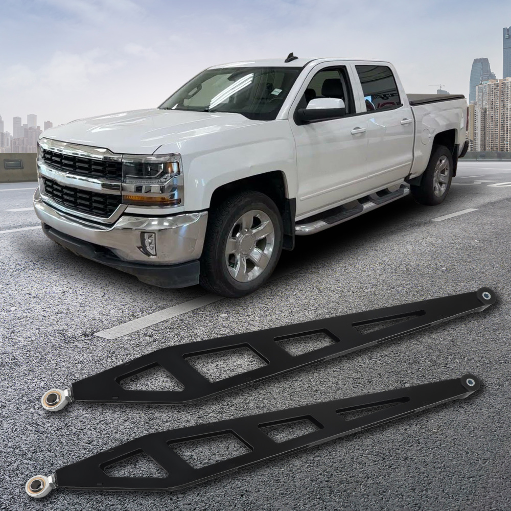2-4 Lift Upper Control Arms + Rear Traction Bar For 07-18 compatible for Silverado Sierra 1500