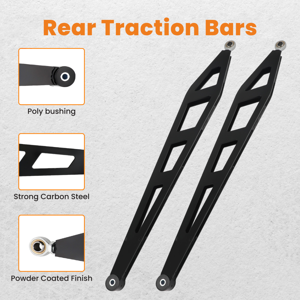 2-4 Lift Upper Control Arms + Rear Traction Bar For 07-18 compatible for Silverado Sierra 1500