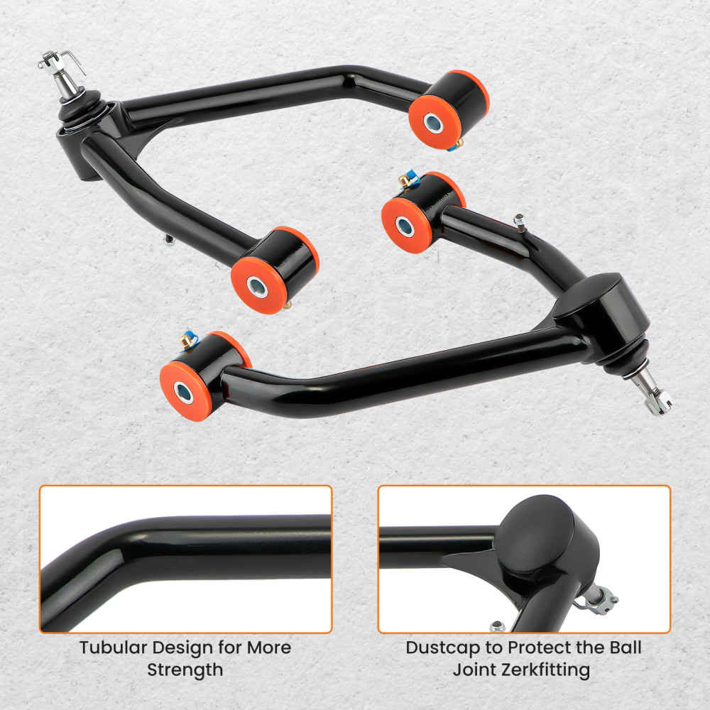 2-4 Lift Upper Control Arms + Rear Traction Bar For 07-18 compatible for Silverado Sierra 1500