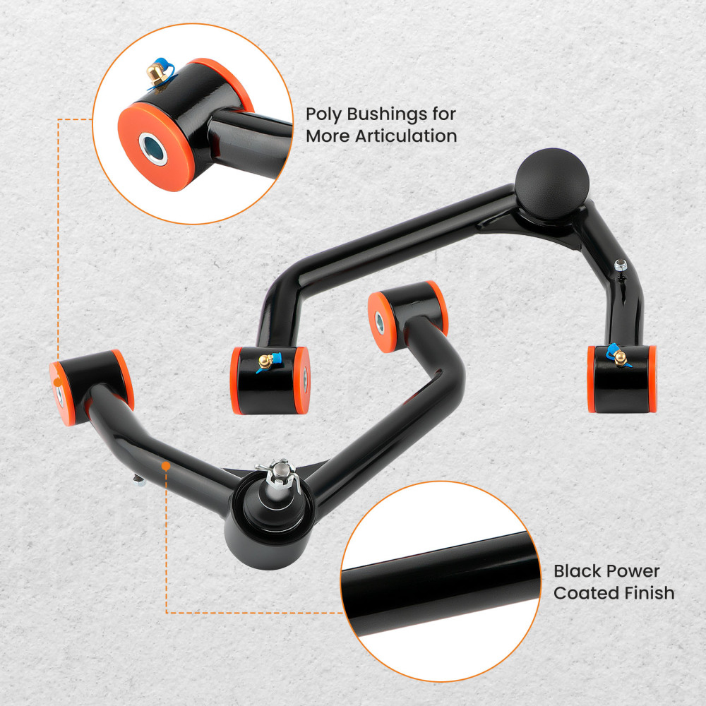 2-4 Lift Upper Control Arms + Rear Traction Bar For 07-18 compatible for Silverado Sierra 1500