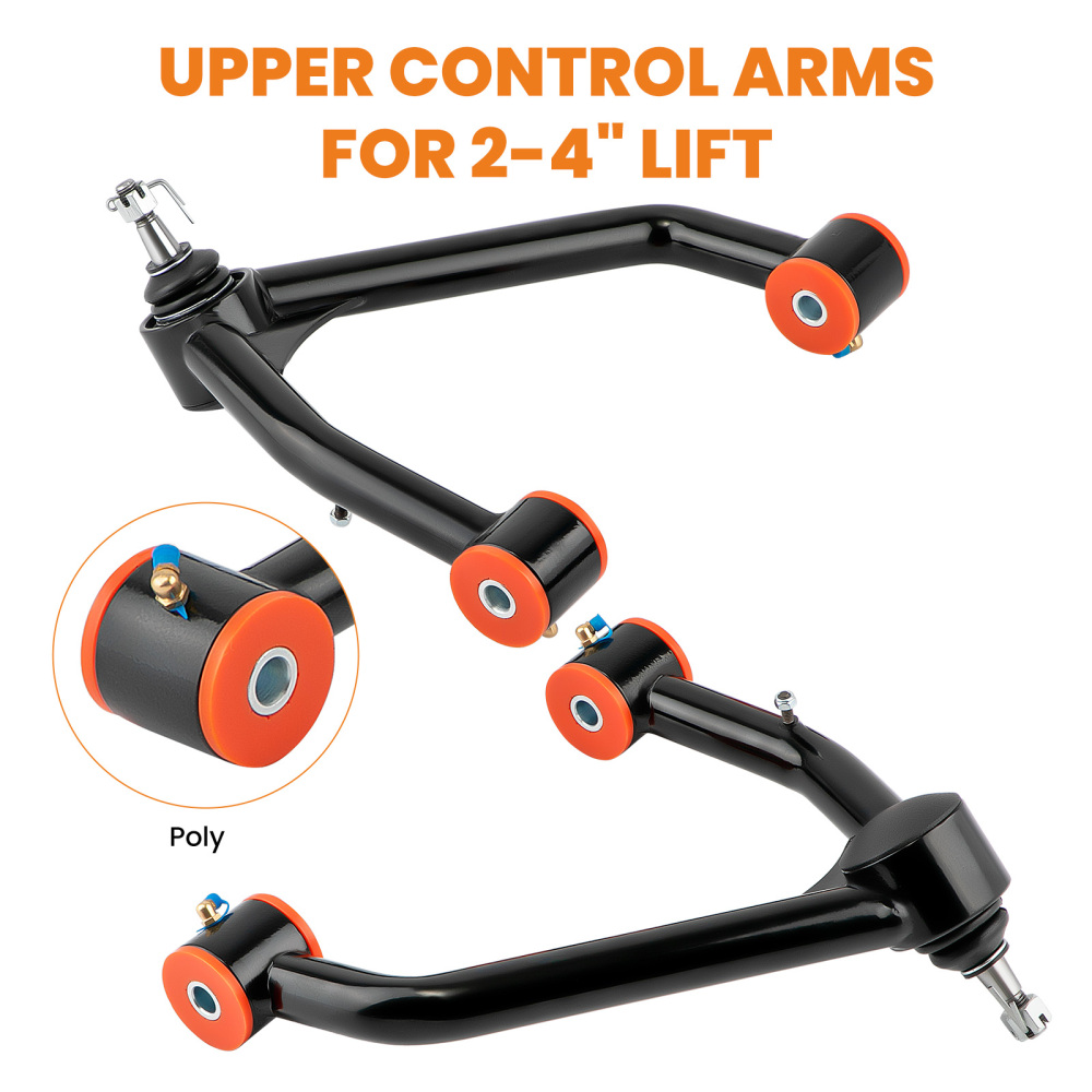 2-4 Lift Upper Control Arms + Rear Traction Bar For 07-18 compatible for Silverado Sierra 1500