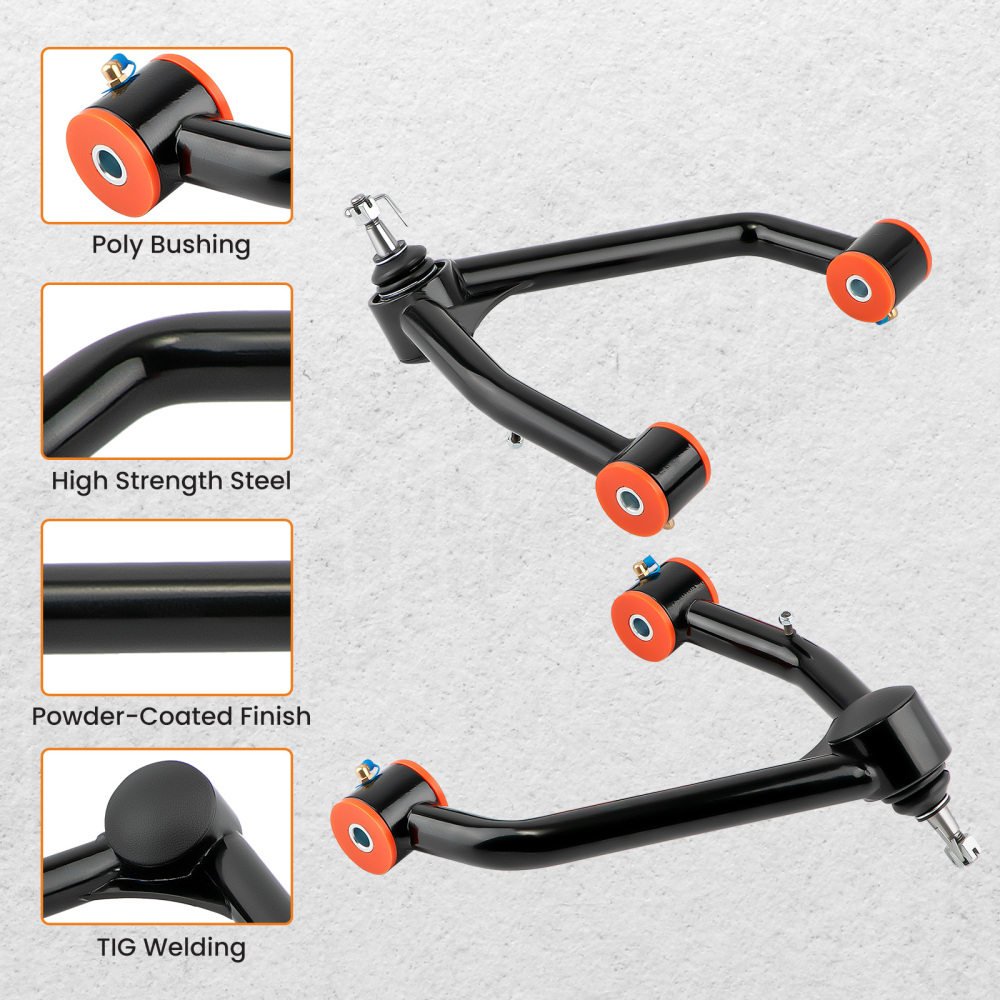 2-4 Lift Upper Control Arms + Rear Traction Bar For 07-18 compatible for Silverado Sierra 1500