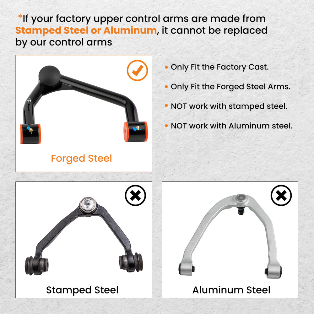 2-4 Lift Upper Control Arms + Rear Traction Bar For 07-18 compatible for Silverado Sierra 1500