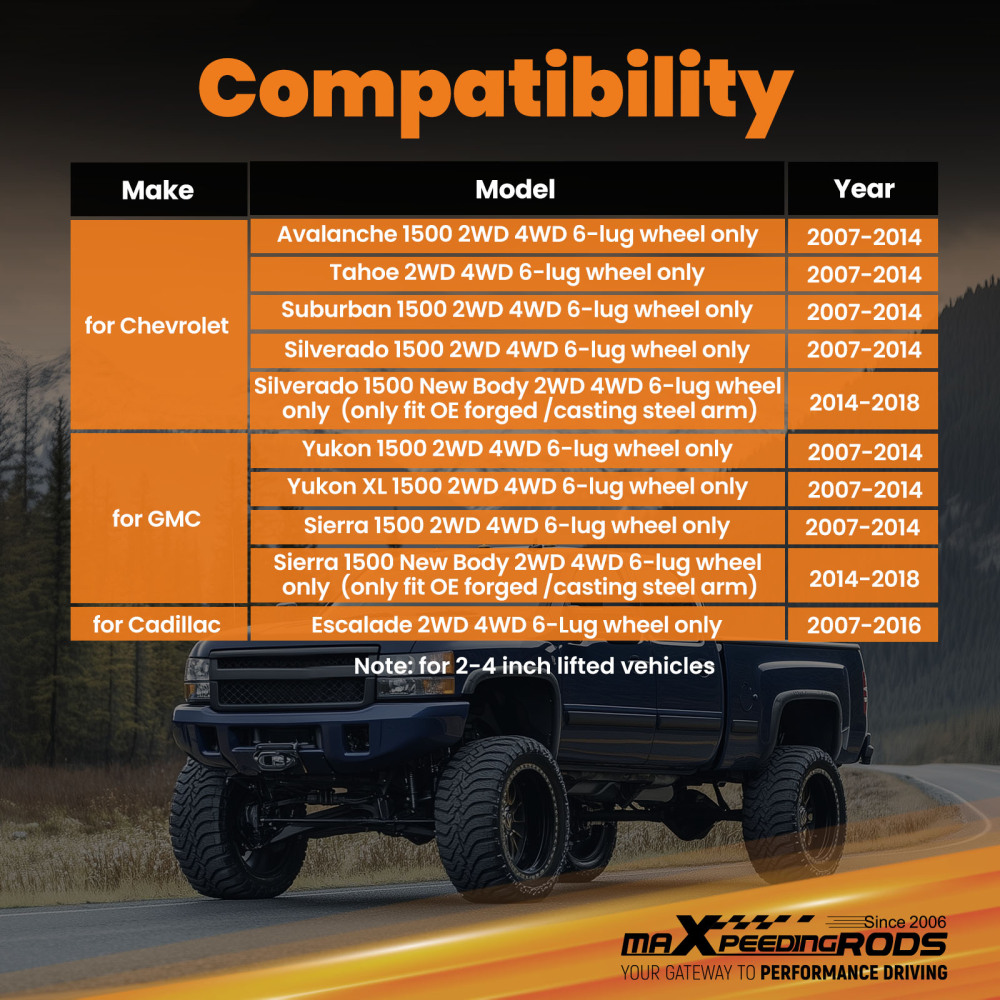2-4 Lift Heavy Duty A-Arms compatible for Chevrolet Tahoe 07-15 Front Upper Control Arms suspension arms