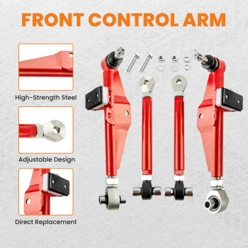 Front Lower Control ArmsHigh Angle Tension Rods compatible for Nissan 240SX 1989-1998