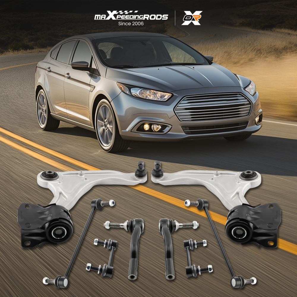 Suspension Lower Control Arms Tie Rods Sway Bar Kit compatible for Ford Fusion MKZ 2013-17