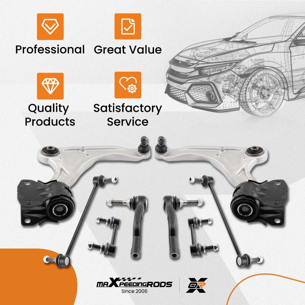 Suspension Lower Control Arms Tie Rods Sway Bar Kit compatible for Ford Fusion MKZ 2013-17