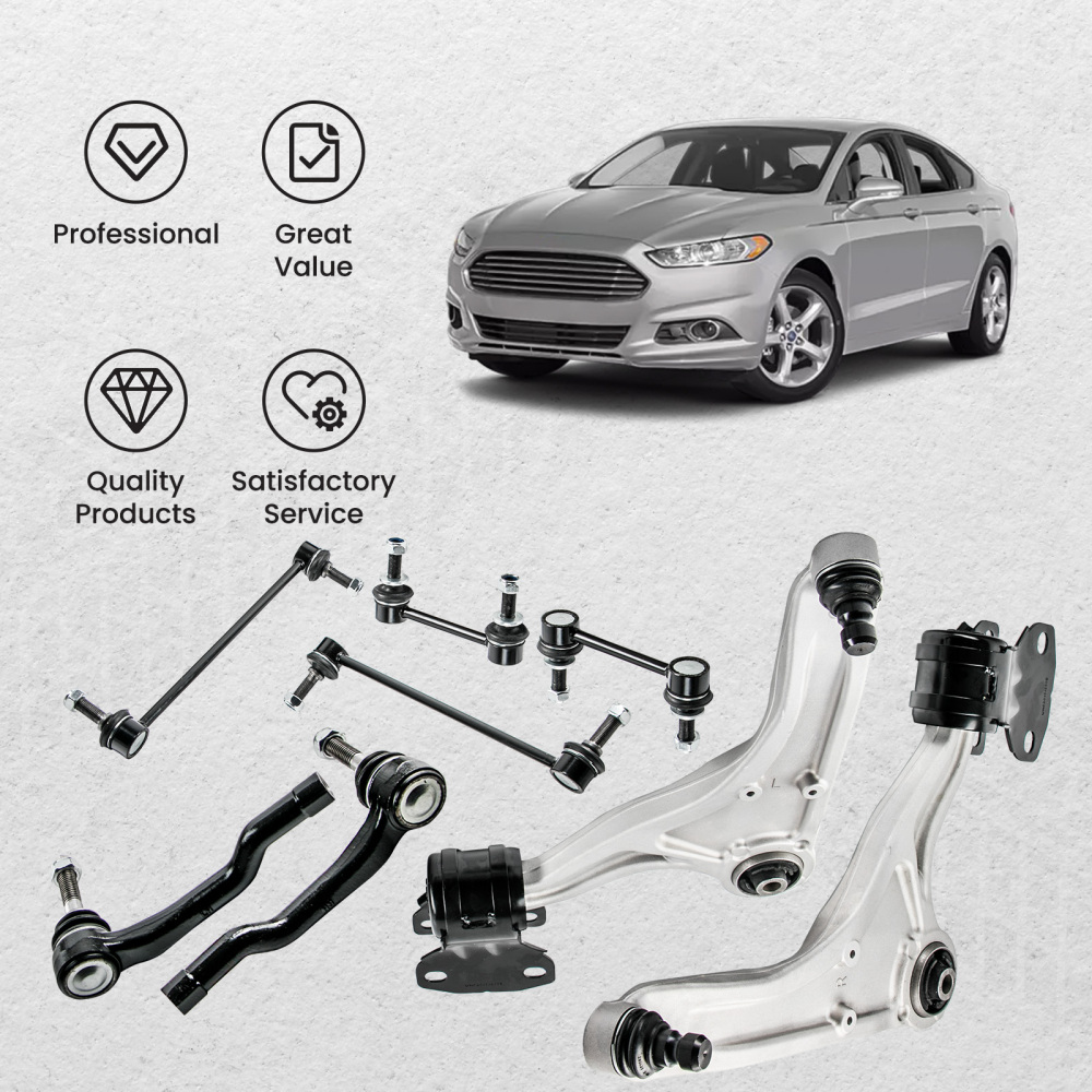 8x Front Lower Control Arms Outer Tie Rods Sway Bars for 2013-2017 compatible for Ford Fusion