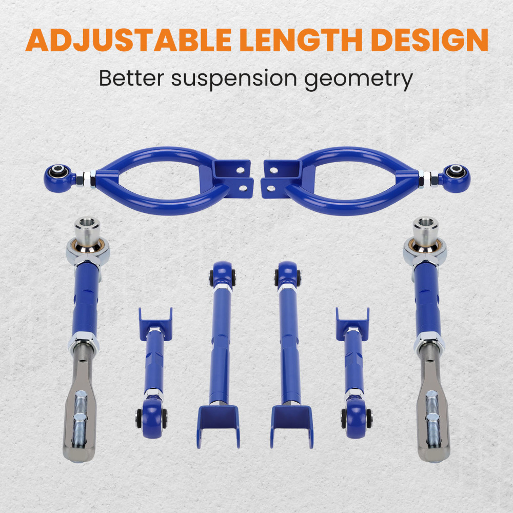 8 Adjustable Front Tension Rod Rear Camber Toe Traction Arm compatible for Nissan 240sx S13