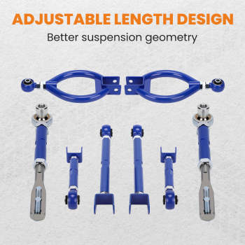 8 Adjustable Front Tension Rod Rear Camber Toe Traction Arm compatible for Nissan 240sx S13