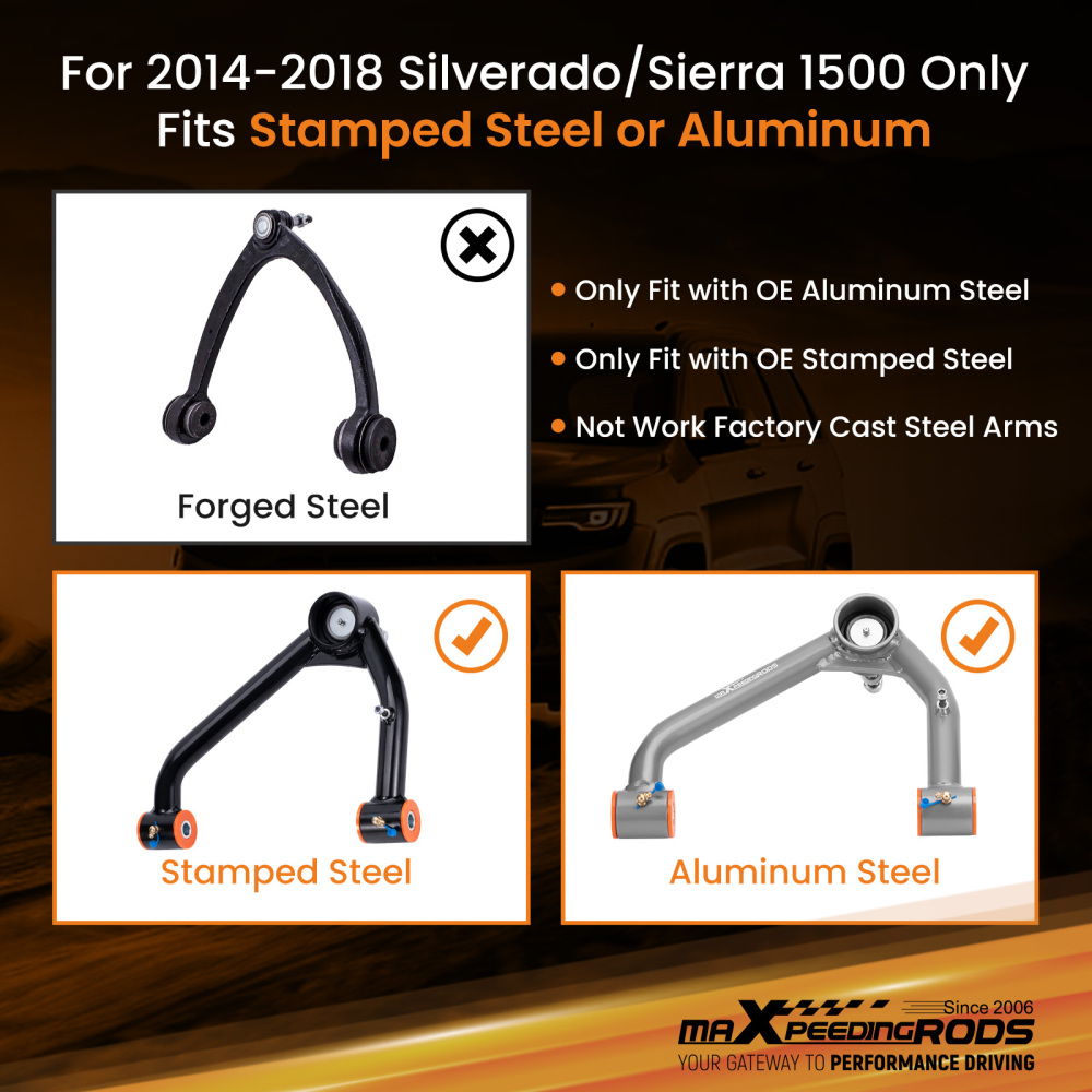 Upper Control Arm 2-4 Lift for 2014-18 compatible for Silverado Sierra 1500 15-20 compatible for Chevy Tahoe