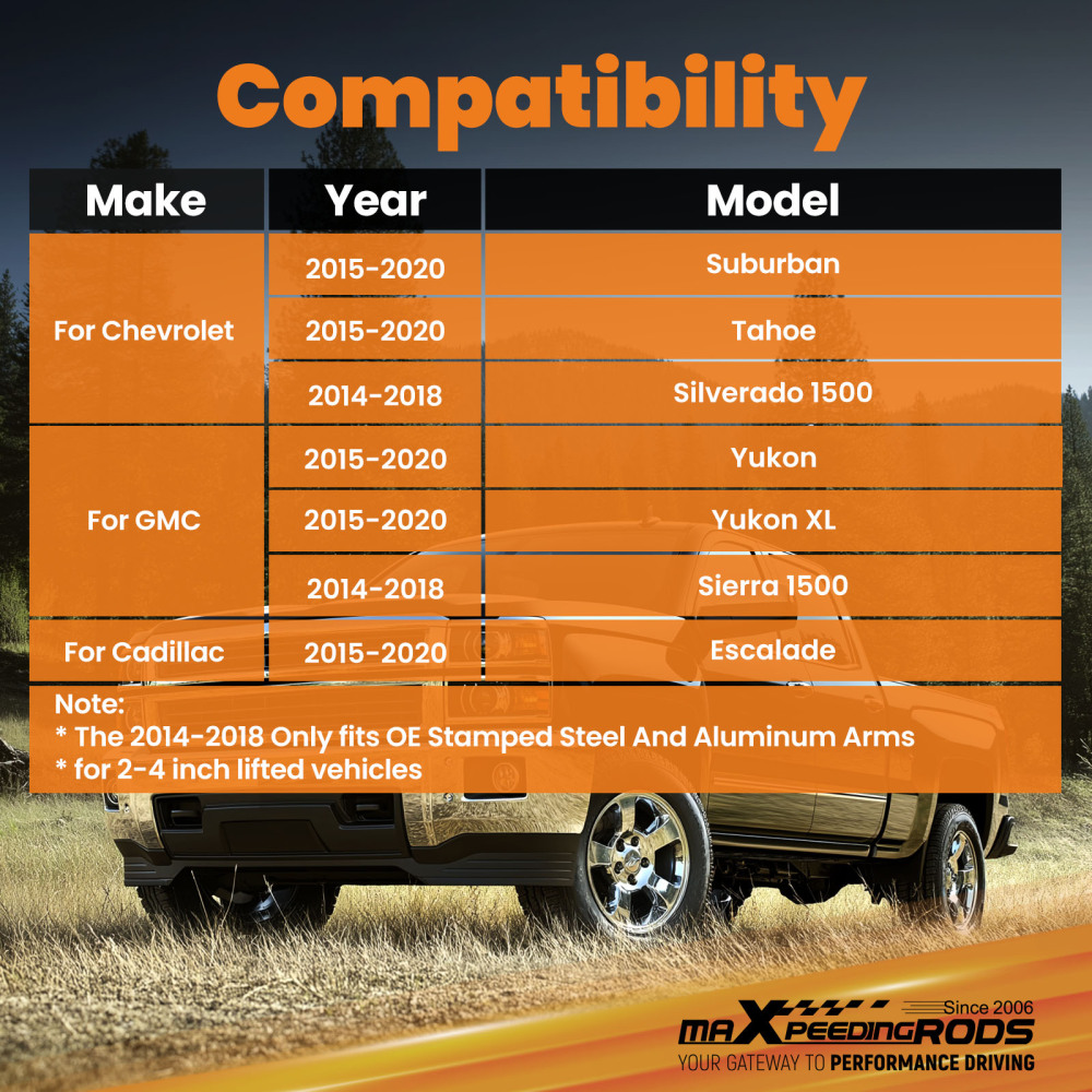 2x Suspension Front Upper Control Arm 2-4 Lift Kit compatible for GMC Yukon XL 2015-2020