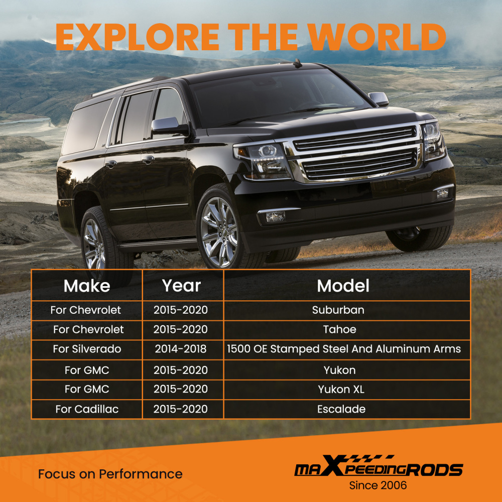 2x Suspension Front Upper Control Arm 2-4 Lift Kit compatible for GMC Yukon XL 2015-2020