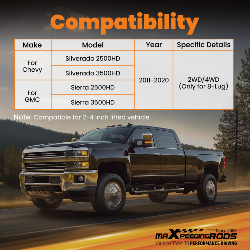 Front Upper Control Arm 2-4 Lift compatible for Chevy GMC Sierra 2500HD 3500HD 2011-2020