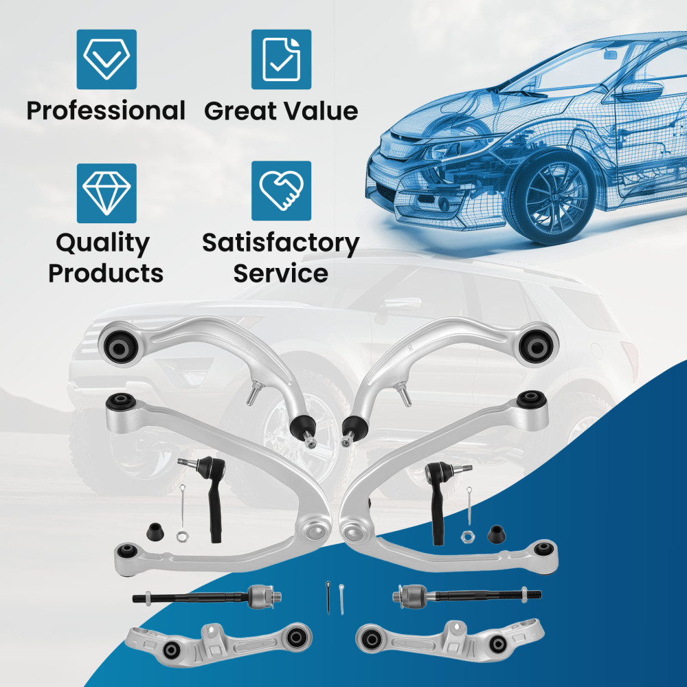 10pc Front Control Arms + Tierods compatible for Nissan 350Z G35 RWD Coupe 2003 2004 - 2007