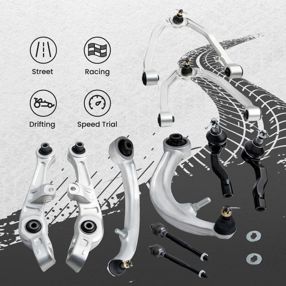 10pc Front Control Arms + Tierods compatible for Nissan 350Z G35 RWD Coupe 2003 2004 - 2007