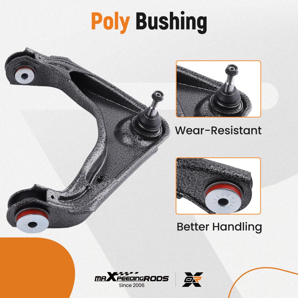 12x Front Control Arm Kit w/PU bushing For 2001-2010 compatible for Chevrolet Silverado 2500 HD