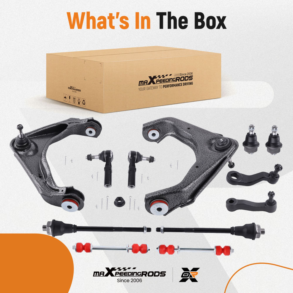 12x Front Control Arm Kit w/PU bushing For 2001-2010 compatible for Chevrolet Silverado 2500 HD