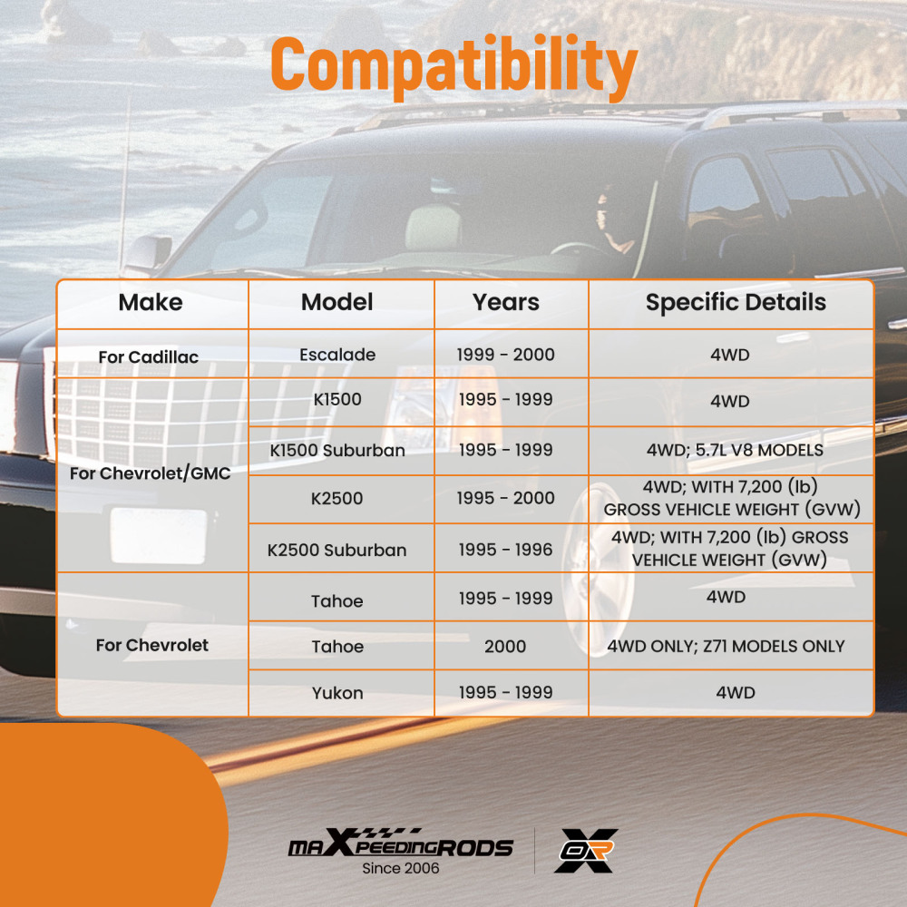 Front Upper Control Arm Sway Bars Kit For 1995-1999 compatible for Chevy K1500 K2500 compatible for Tahoe 4WD