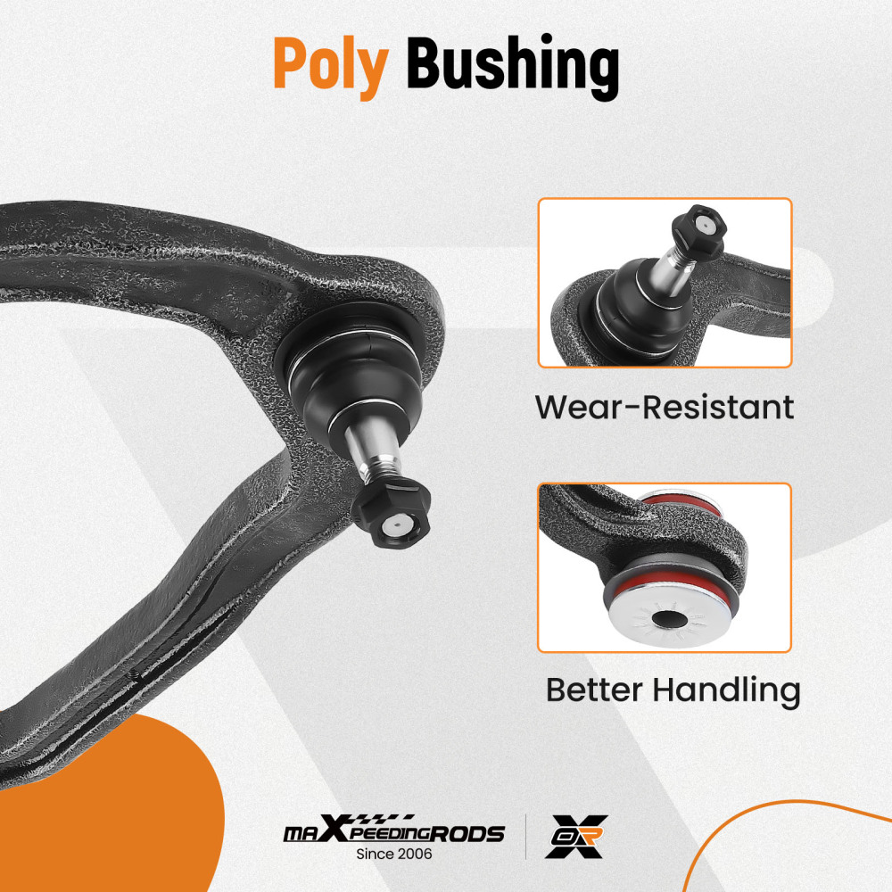 12x Upper Control Arms w/Poly Bushing Assembliy For 99-06 Silvverado compatible for Sierra 1500