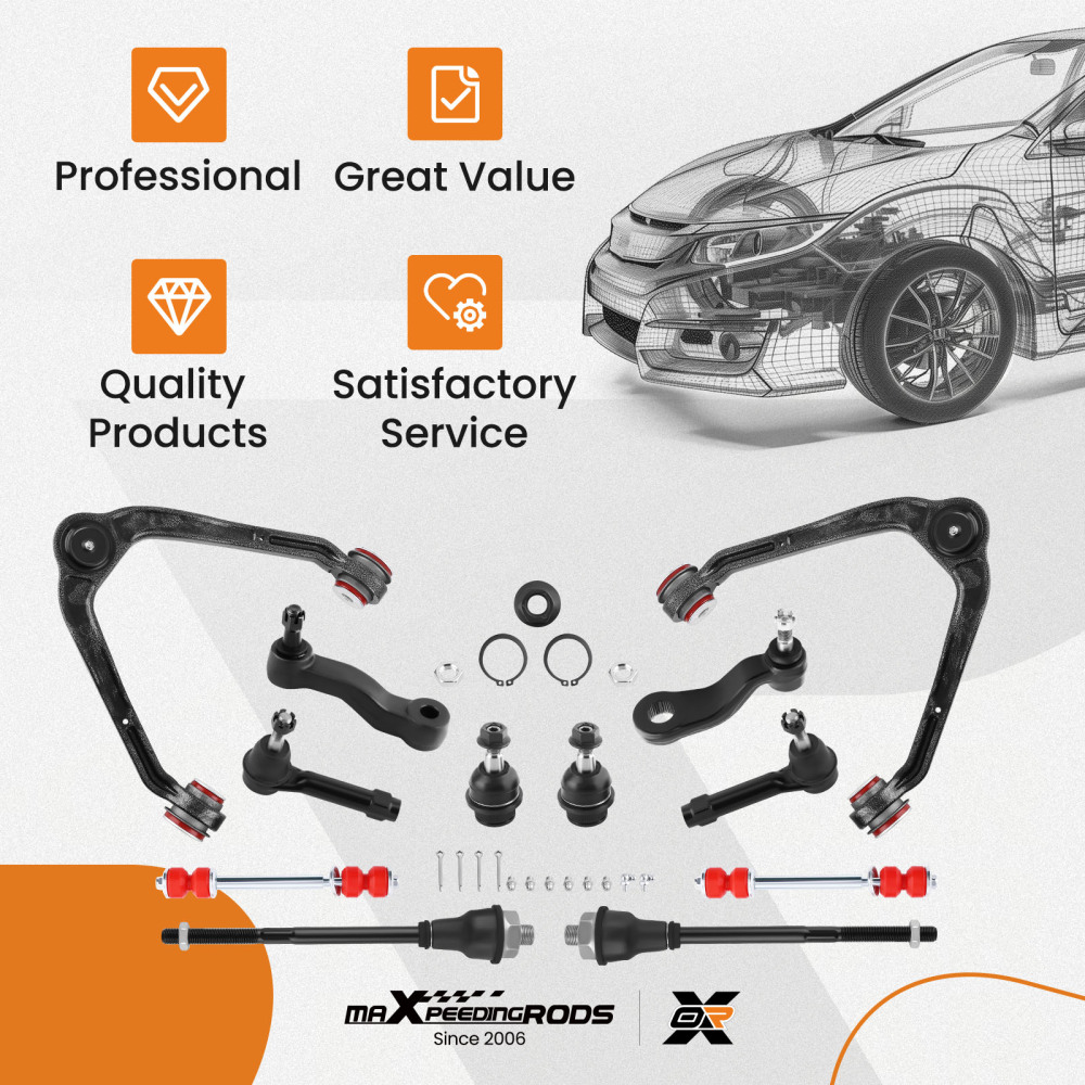 12x Upper Control Arms w/Poly Bushing Assembliy For 99-06 Silvverado compatible for Sierra 1500