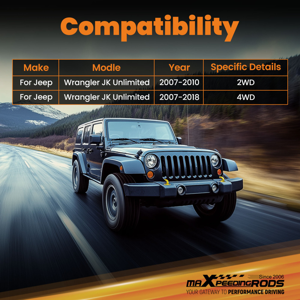 Front Lower Adjustable Control Arms 0-6 Lift compatible for Jeep Wrangler JK 2007-2018 4WD