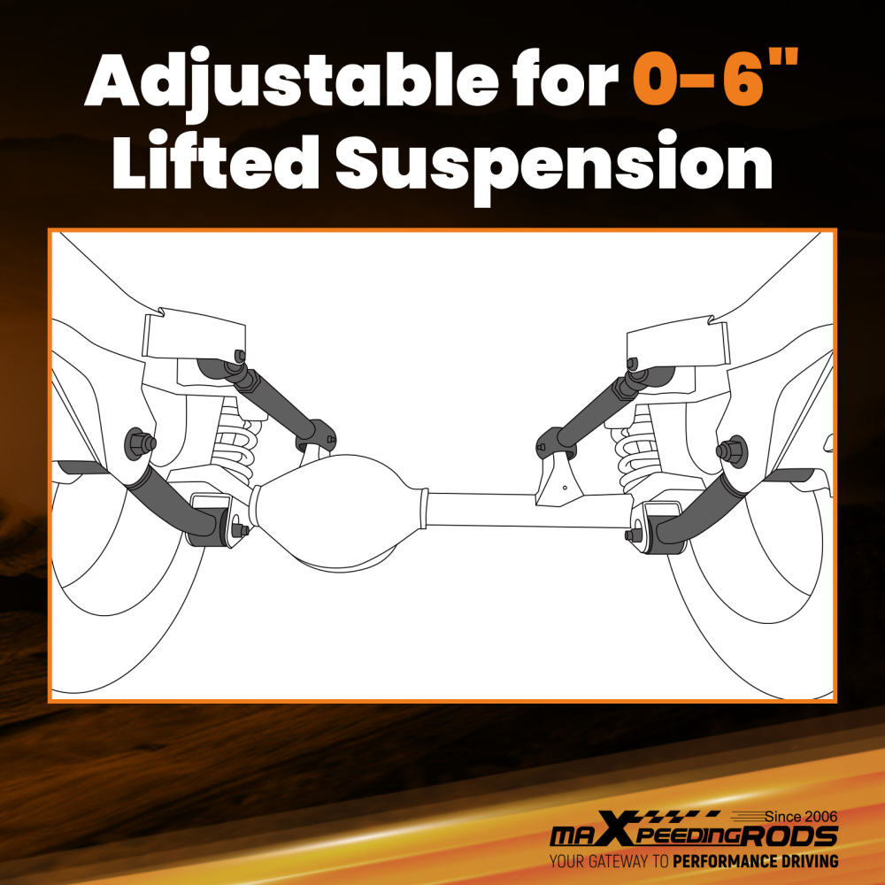 0-6 Lift Rear Upper Lower Adjustable Control Arm compatible for Jeep Wrangler JK 2007-2018