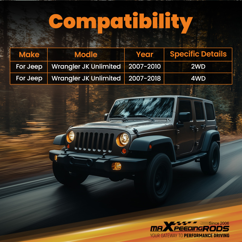 0-6 Lift Full Set Adjustable Control Arms For 2007-2018 compatible for Jeep Wrangler JK 4WD